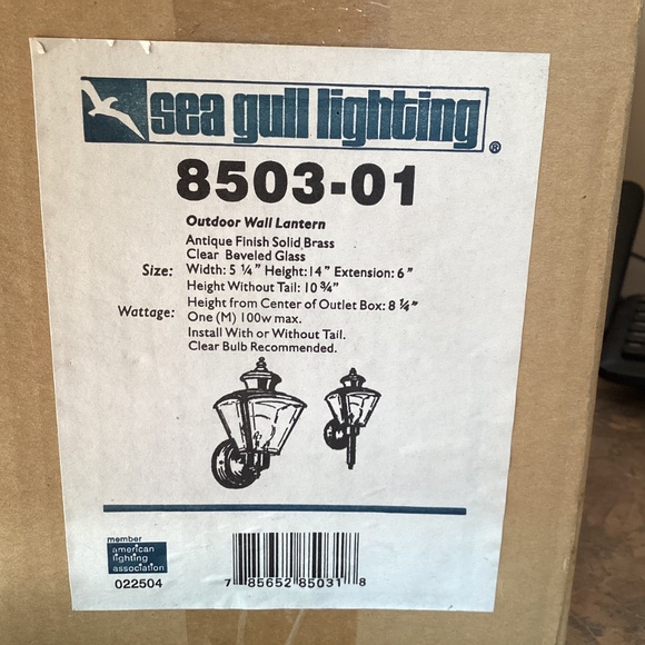 Sea Gull Outdoor Wall Lamp in antique gold finish. 100w max - Picture 4 of 4